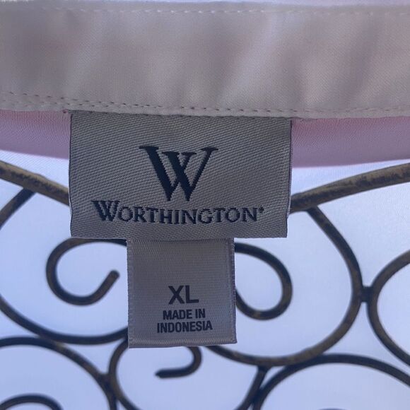 EUC Women’s Worthington Button Down Color Block Blouse Size XL - Picture 6 of 12